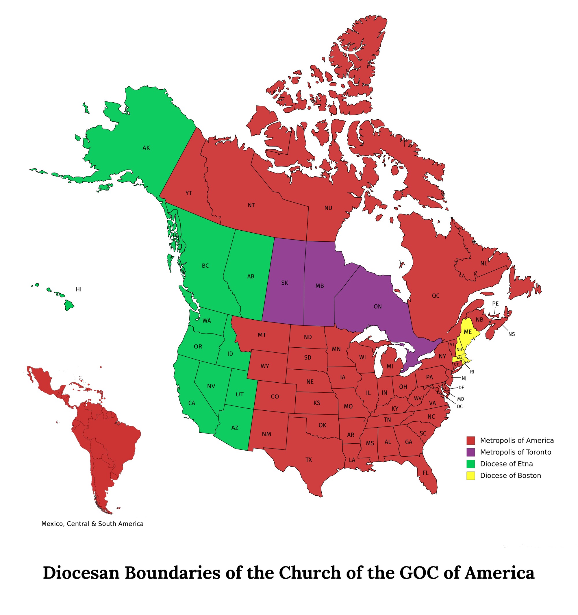 Church of the GOC of America Diocesan Borders